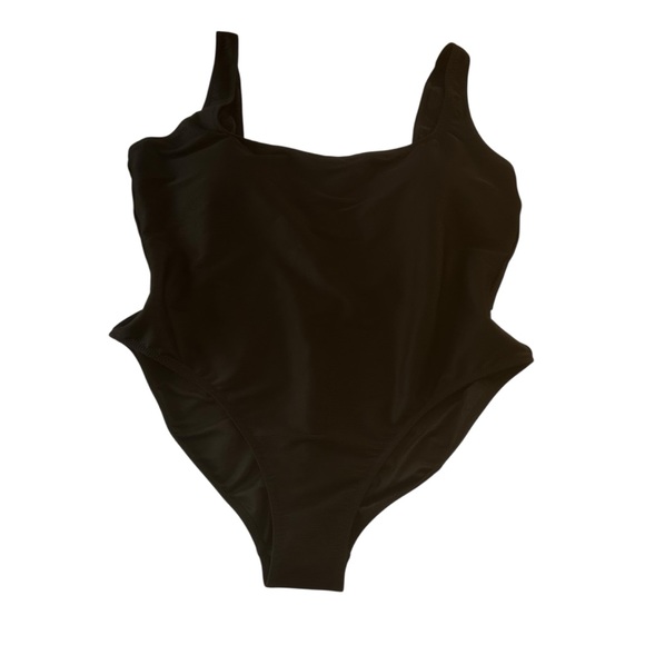 J Crew NEW Ribbed black Squareneck 1 Piece Swimsuit woman SZ 20 vacation BE809 - Picture 2 of 16